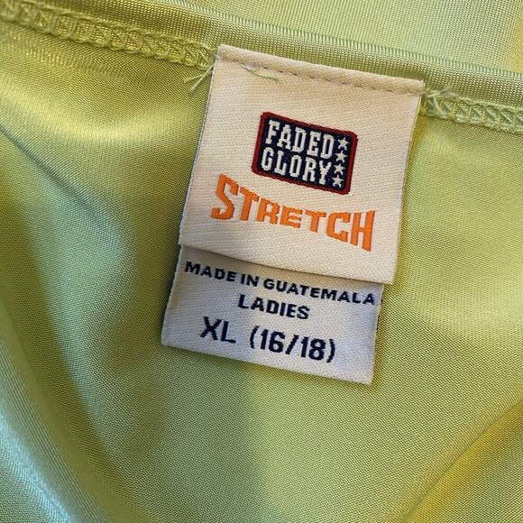 VTG Y2K 90s Faded Glory Green Lace Trim TankTop Sleeveless Fairy VNeck Women XL - Picture 3 of 9